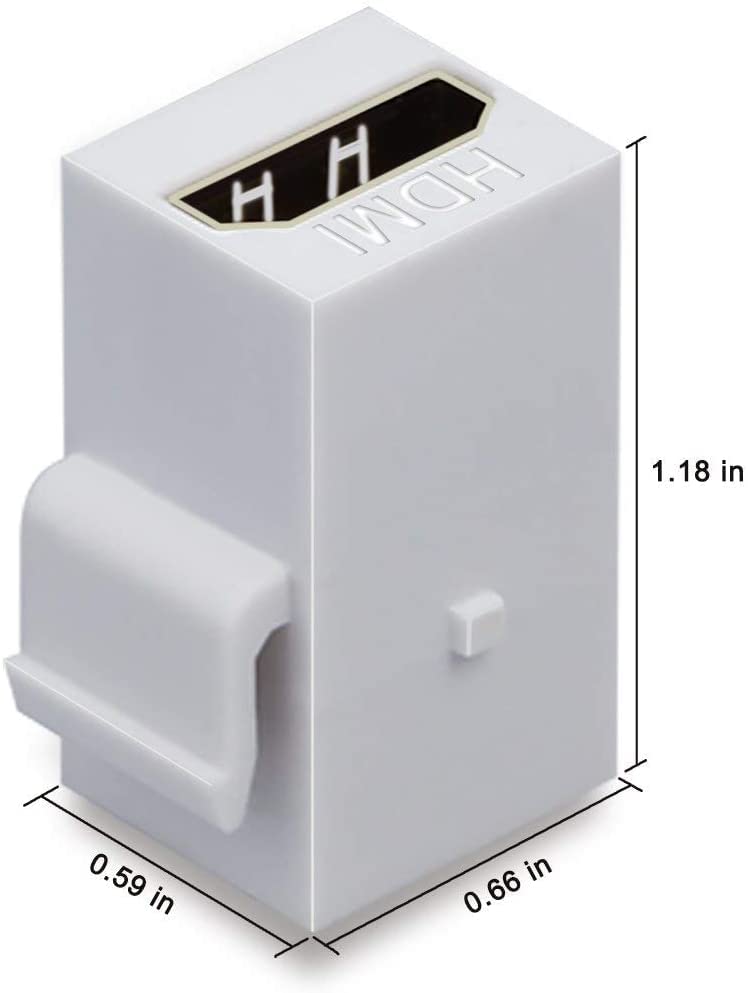 Victek 10 Pack Hdmi Keystone Female To Female Coupler Snap In For Wall Plate   White, Hd 9523