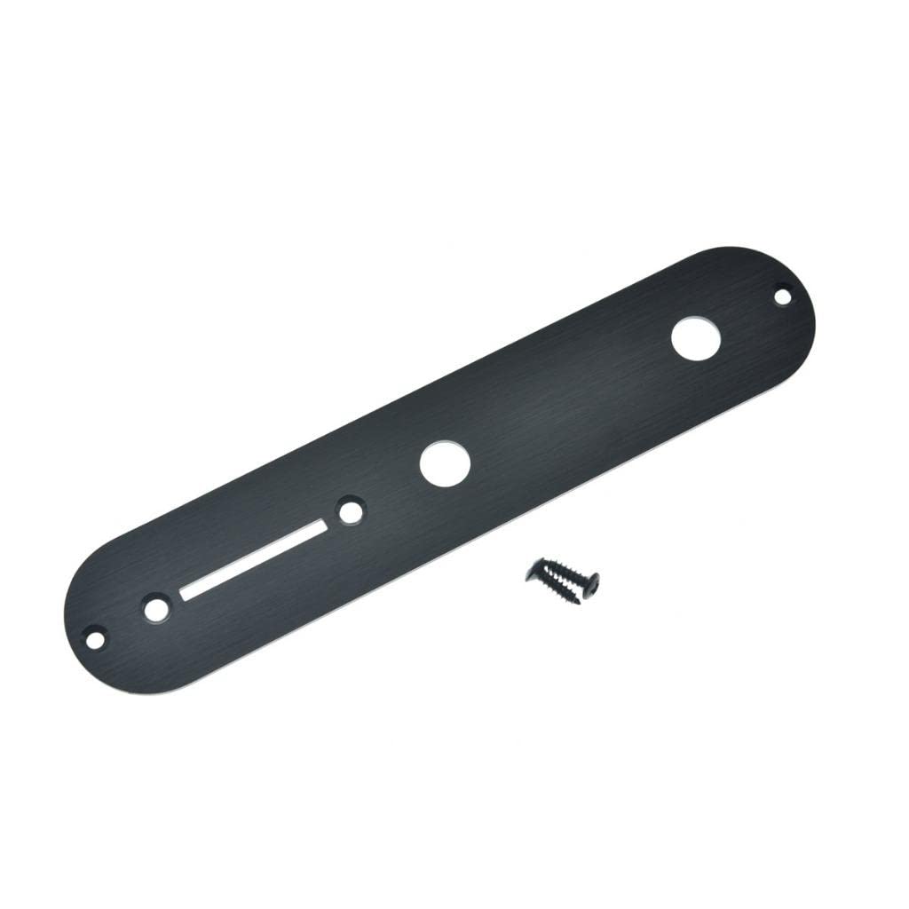 Kaish Usa Specs Metal Aluminum Anodized Tele Control Plate With 3/8'' Cts Pot Holes For American/Mexican Telecaster Black