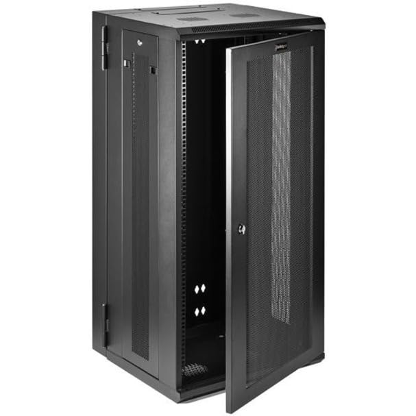 StarTech.com 4 Post 26U Wall Mount Network Cabinet w/ 1U Shelf, 19' Wall Mounted Server Rack for IT / Data Computer Equipment