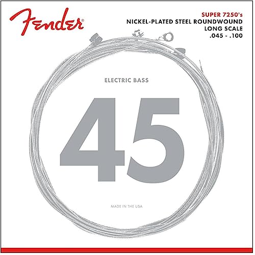 Fender 7250 Bass Strings, Nickel Plated Steel Roundwound, Long Scale, 7250Ml .045 .100