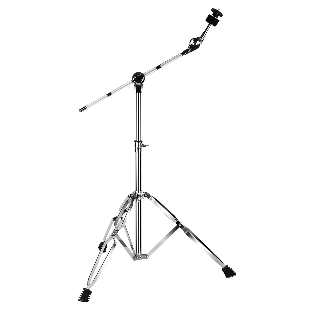 Keerpusi Cymbal Stand With Drum Sticks Holder, Adjust High Boom And Straight Combo,Double Braced Legs With Rubber Feet Ride And