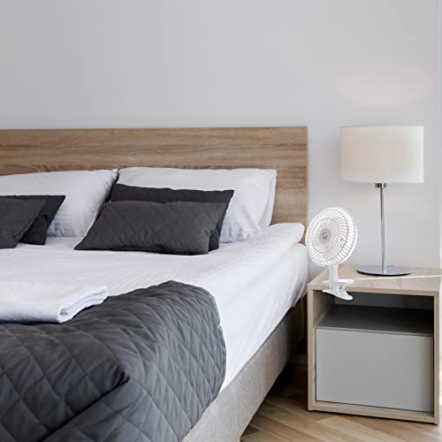 Genesis 6 Inch Clip Convertible Table Top & Clip Fan Two Quiet Speeds   Ideal For The Home, Office, Dorm, More Off White