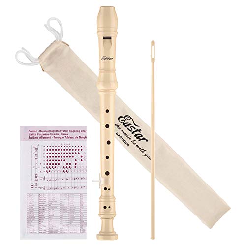 Eastar Soprano Recorder Instrument For Kids Beginner, Baroque Fingering C Key Recorder Instrument 3 Piece With Cleaning Kit, Thu