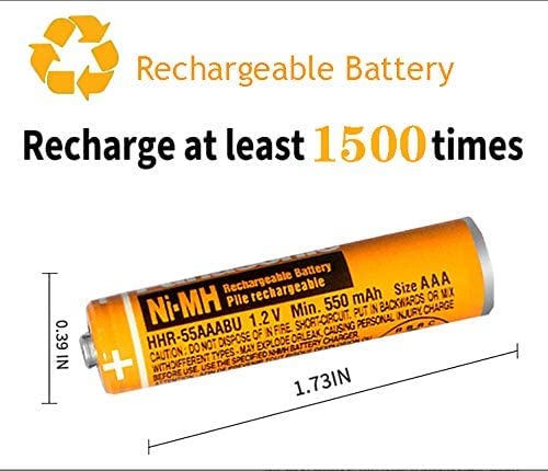 Eocik 12 Pack Hhr 55Aaabu Ni Mh Rechargeable Battery For Panasonic 1.2V 550Mah Aaa Battery For Cordless Phones