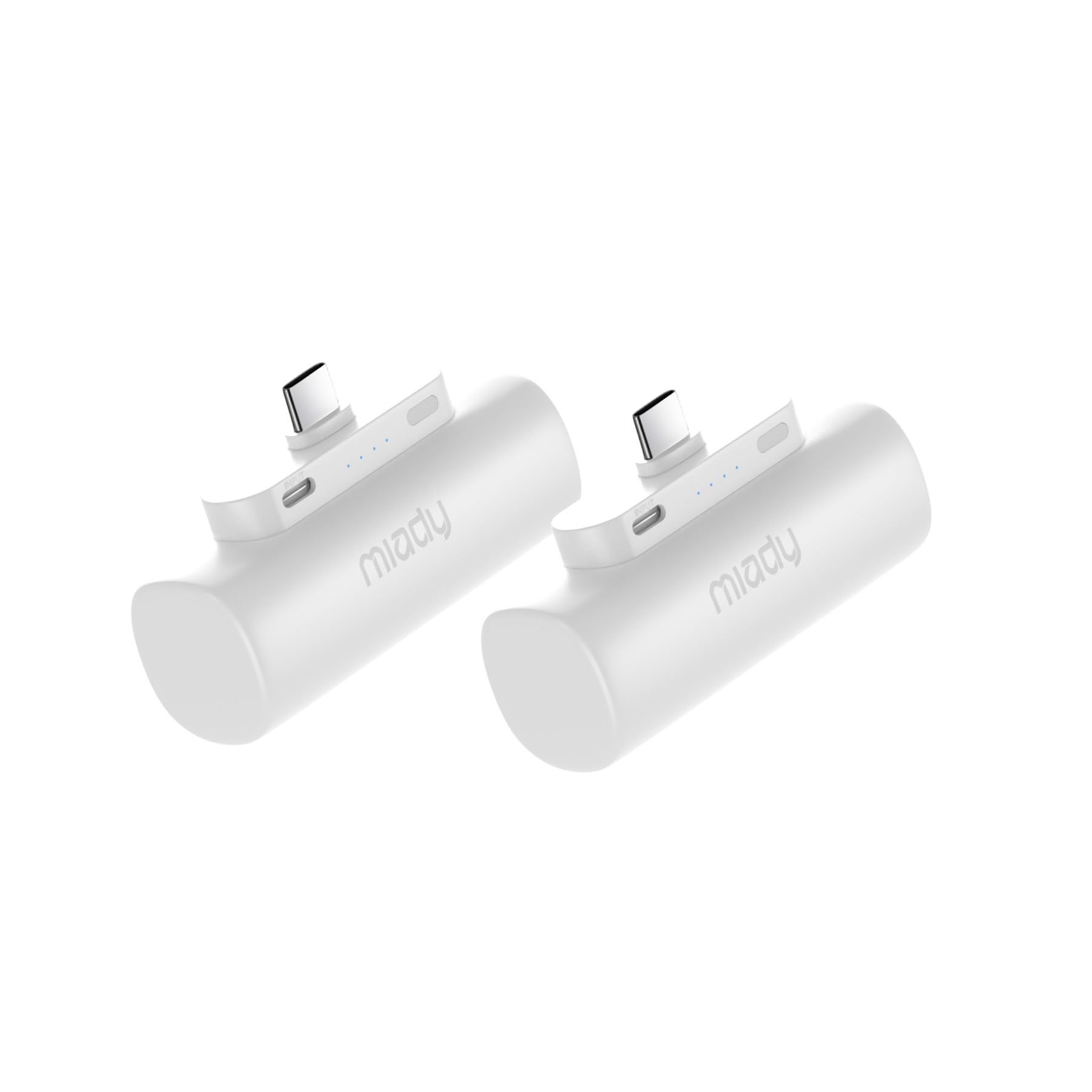 Miady 2-Pack 5000mAh Mini Portable Charger with Built-in Type C Connector, 5V 2.4A USB-C Output Fast Charging Small Power Bank C