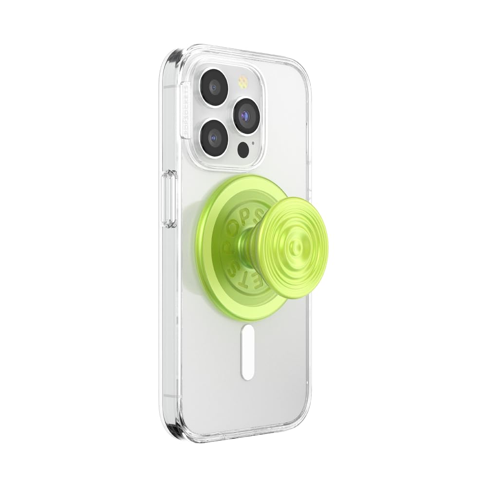 PopSockets Phone Grip for MagSafe, Magnetic Holder, Phone Stand, Neon Green - Ripple Iridescent Absinthe