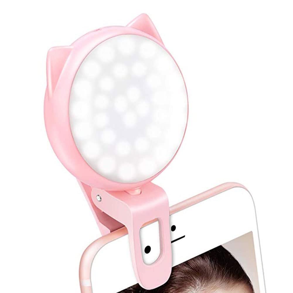 Ourry Selfie Clip On Ring Light, Mini Rechargeable 9 Level Adjustable Brightness Light With 32 Led, 2 8 Hours, Usb Flash Lightin