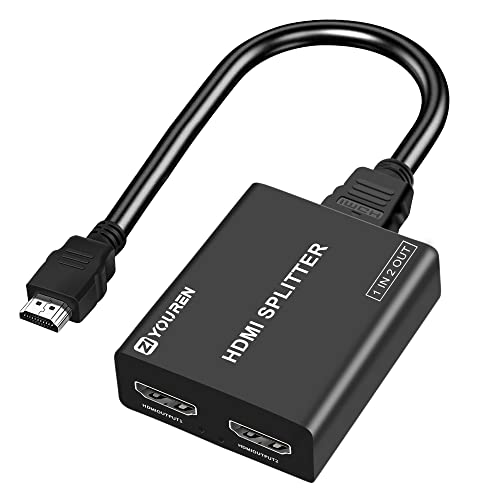 Hdmi Splitter With Hd Hdmi Cable, 1 In 2 Out 4K Hdmi Splitter For Full Hd 4K@30Hz 1080P 3D Splitter (1 Hdmi Source To 2 Hdmi Dis