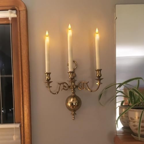 5Plots 6Pcs Real Wax Flameless Taper Candles With Timer, 9.6 Inches Led Candlesticks With 3D Wick, Flickering Flame Battery Oper