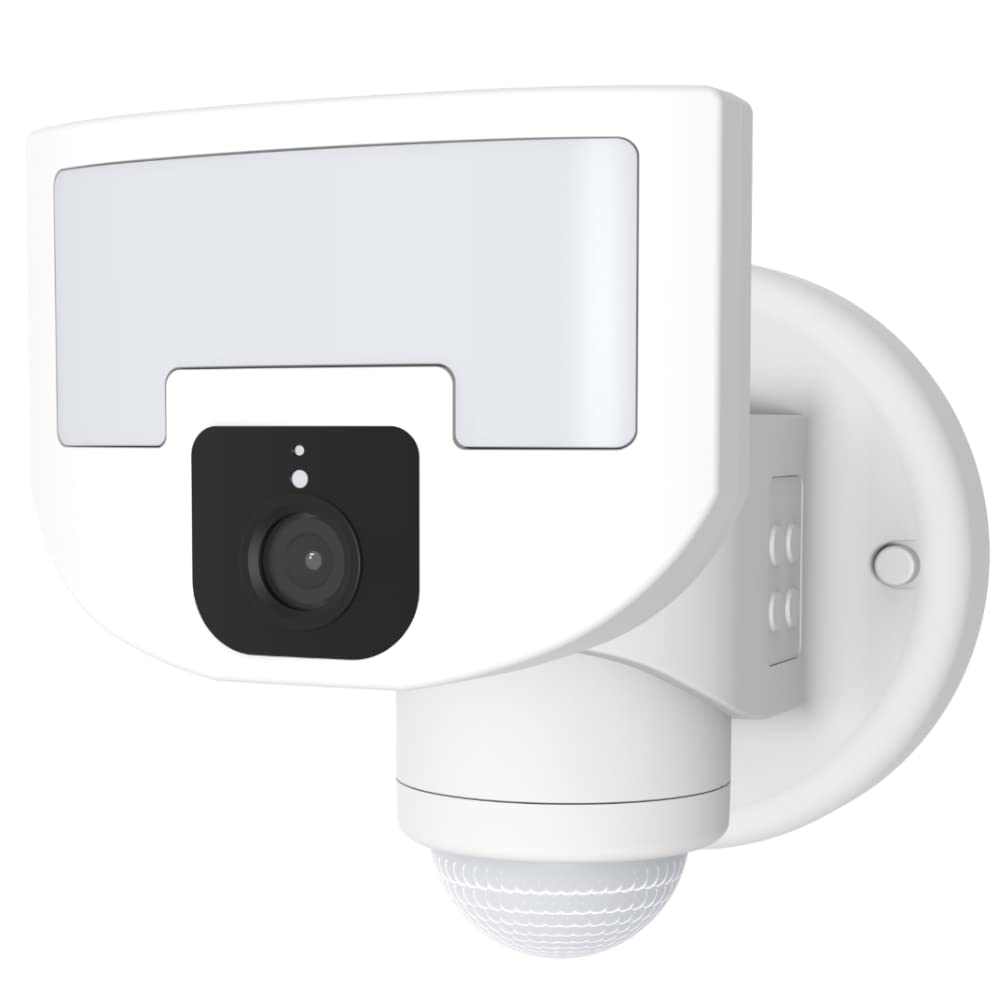 Versonel Outdoor Motion Sensor Tracking Floodlight Wifi Security Led Light Camera (White) Nightwatcher Vsl95 Robotic, 1080P, No