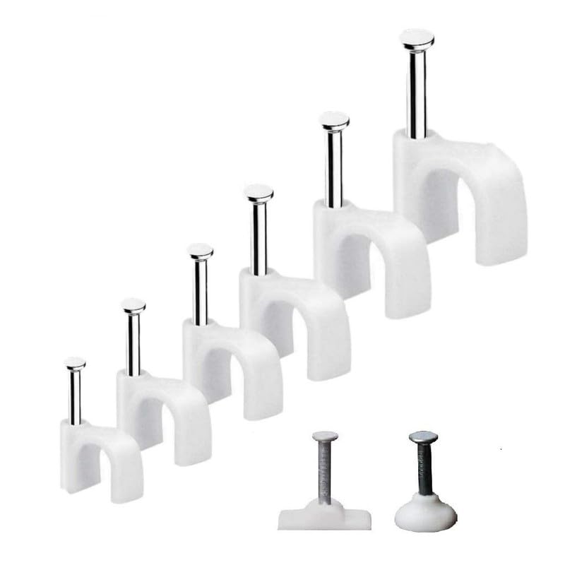 Aashie N HomeS Cable Clips Combo Set With Steel Nails | Batten Flat Clip + Batten Round Clip Set| Cable Management For All Type