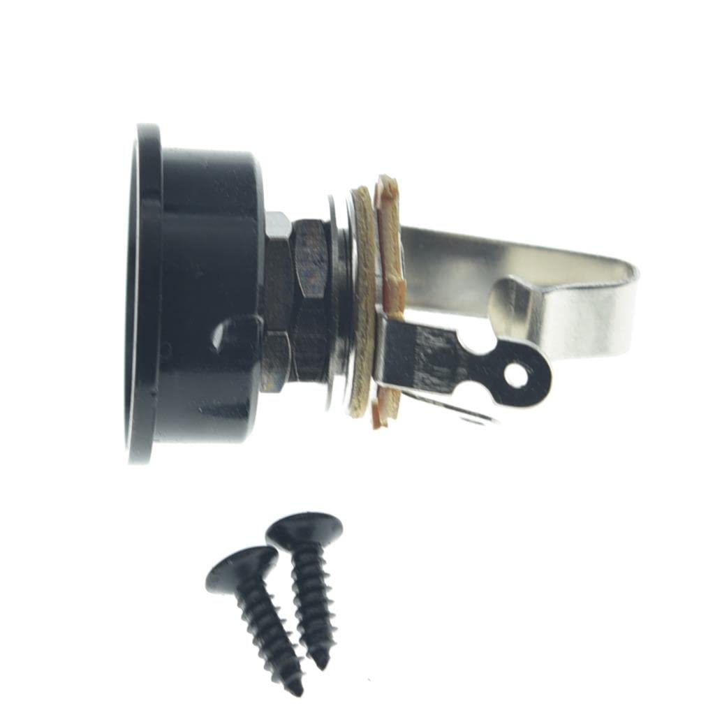 Kaish Black Brass American Thread Electric Guitar Jackplate Electrosocket Jack Plate With Brass Output Mono Jack And Screws For