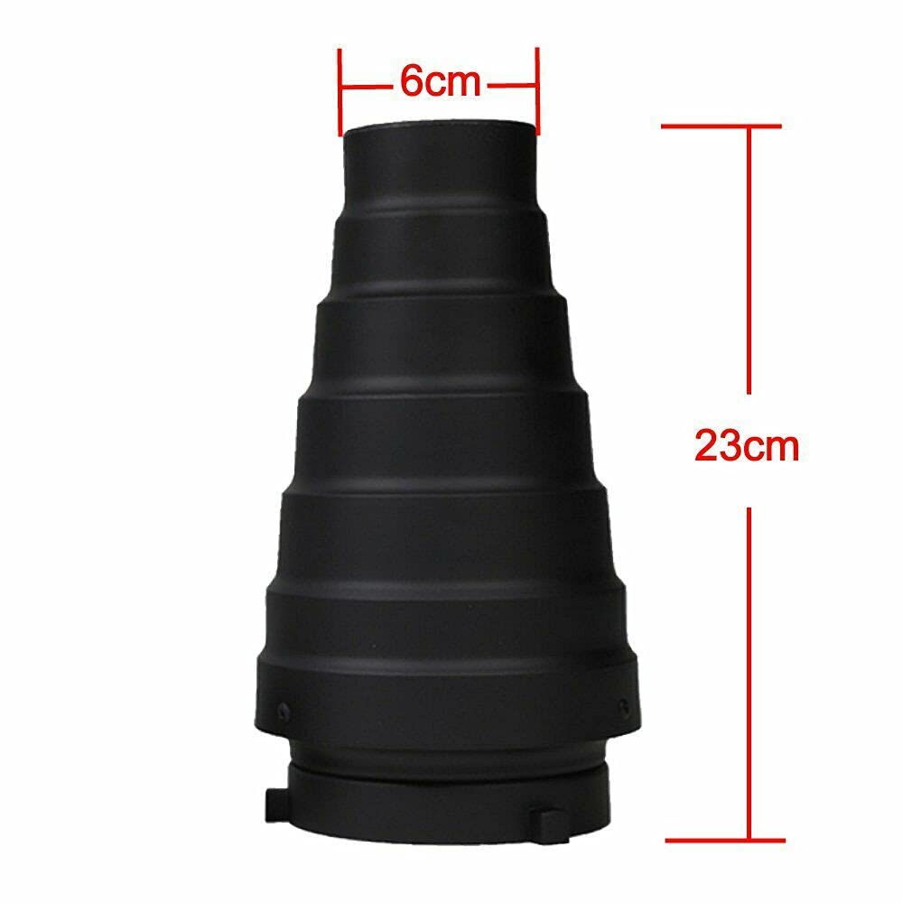Fotoconic Metal Conical Snoot With Honeycomb Grid & 5Pcs Color Filter Kit For Bowens Mount Studio Flash Strobe Monolight