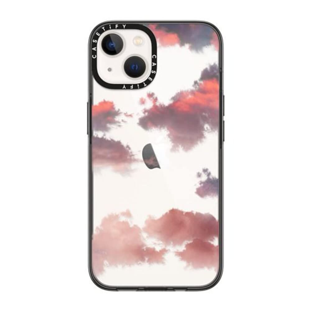 Casetify Compact Iphone 14 Case [2X Military Grade Drop Tested / 4Ft Drop Protection]   Clouds (Red)   Clear Black