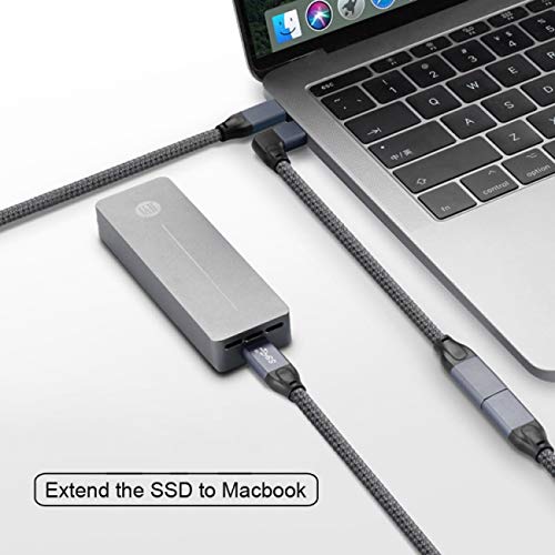 cablecc USB-C 3.1 Male to Female Extension Data Cable, Right/Left Angled, Copper, Model UC-238-RI
