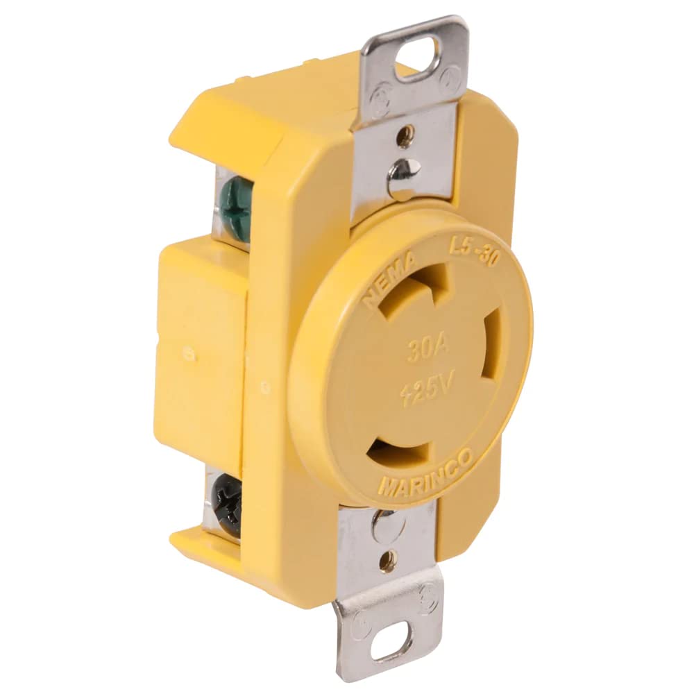 Marinco 305Crr Marine Electrical Receptacle (30 Amp, 125 Volt, Female, Yellow)