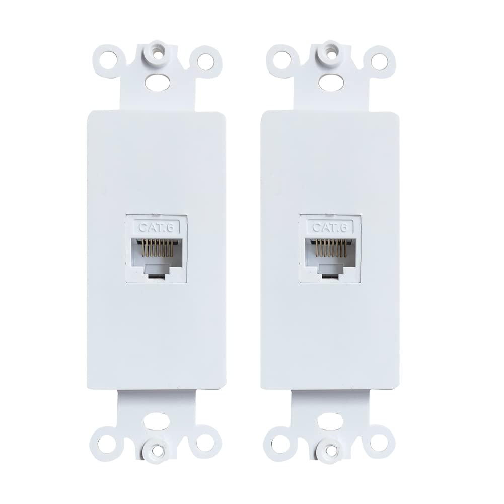 Bupldet 1 Port Ethernet Cat6 Decora Insert Wall Plate White   Cat6 Rj45 Keystone Jack Insert Pass Through Cover Plate For Midsiz