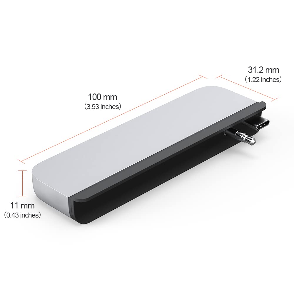 Qwiizlab Usb C Hub 5 In 1 Adapter, Usb 3.0 Data Port, Microsd Card Reader, 3.5Mm Audio Port For 2024/23/22/21 14/16 Inch Macbook
