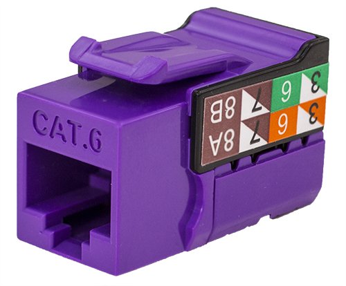Cat6 Rj45 Keystone Jack, V Max Series   Purple Color   (50 Pack)