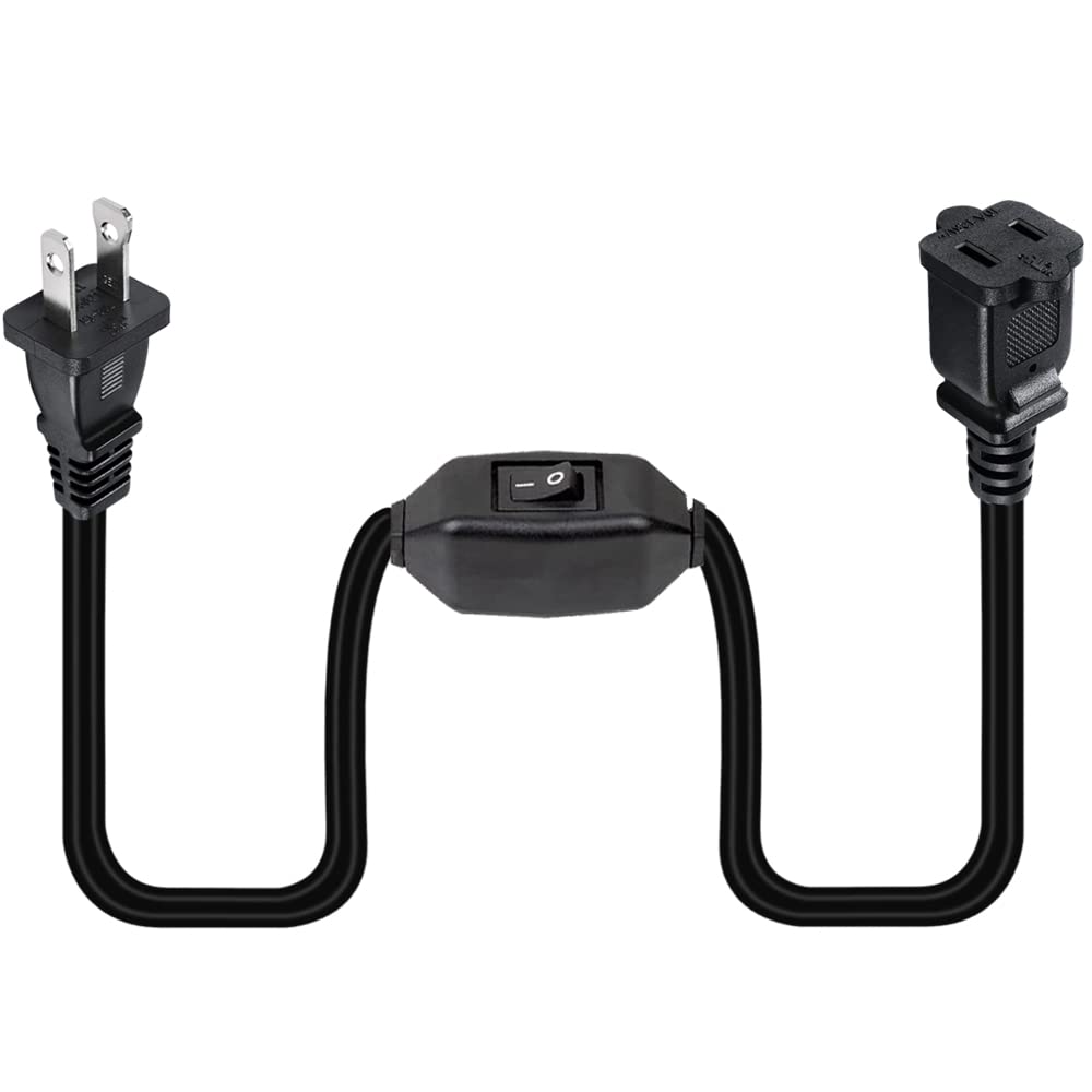 Strhowill Short 1 Foot (Black) On Off Switch Extension Cord,Nema 1 15P To 1 15R Extension Power Cord,Etl Certified Polarity Us S