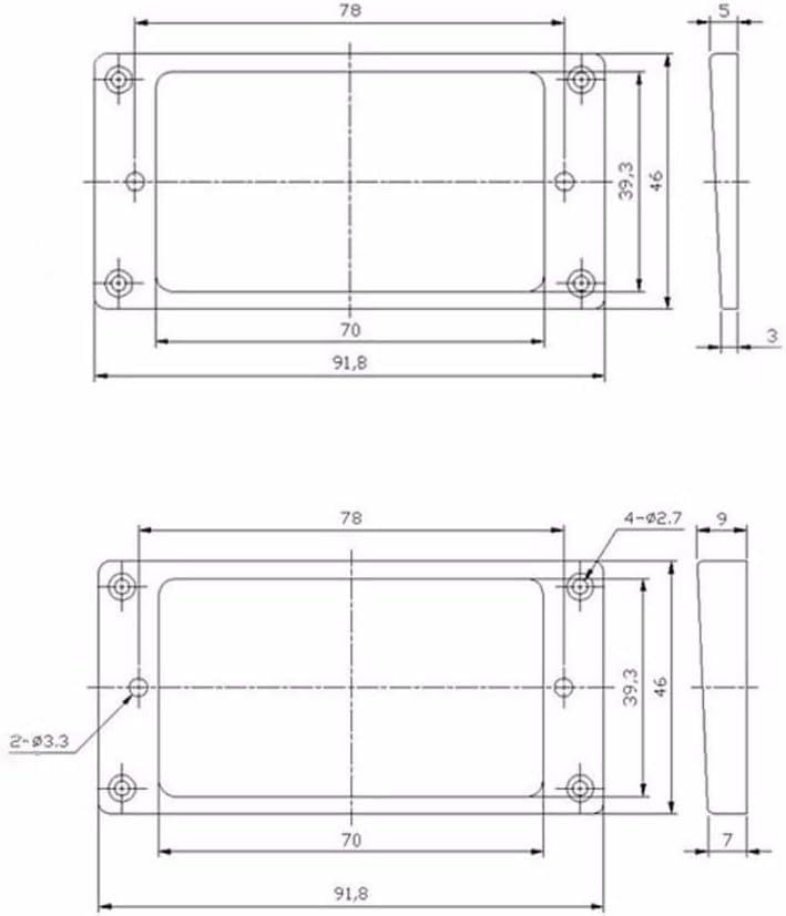 Kaish 2Pcs Chrome Humbucker Pickup Ring Flat Base Bottom Frame For Epiphone Lp Guitar