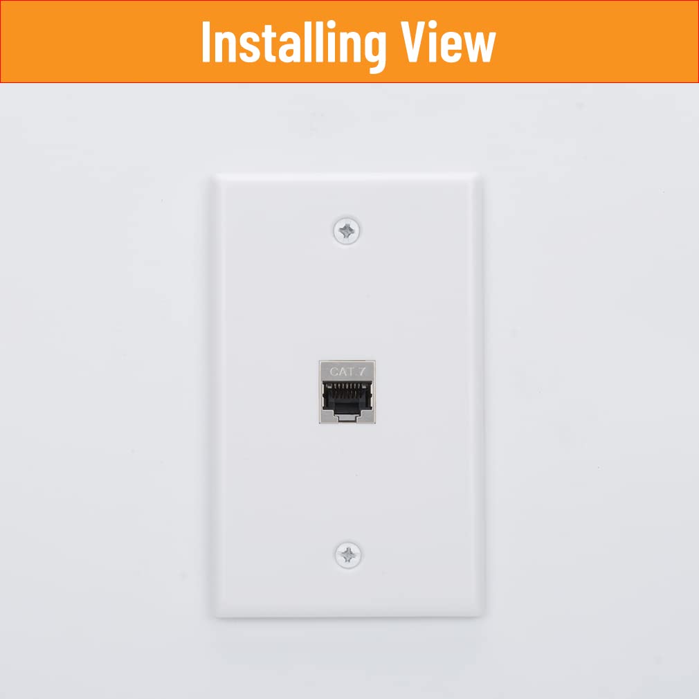 Yoemely Rj45 Wall Plate 1 Port, (White,2 Pack), Cat7 Female To Female Metal Shielded Keystone Coupler, With Single Gang Low Volt