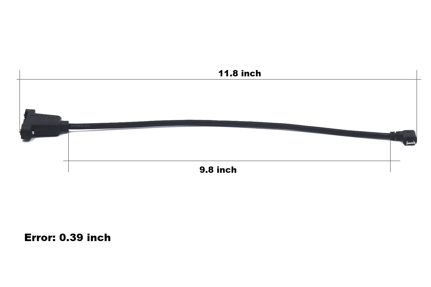 Kework 0.3 Meter Micro Usb Extension Cable, 90 Degree Right Angle Micro Usb 5 Pin Male To Micro Usb Female Screw Mount Extender