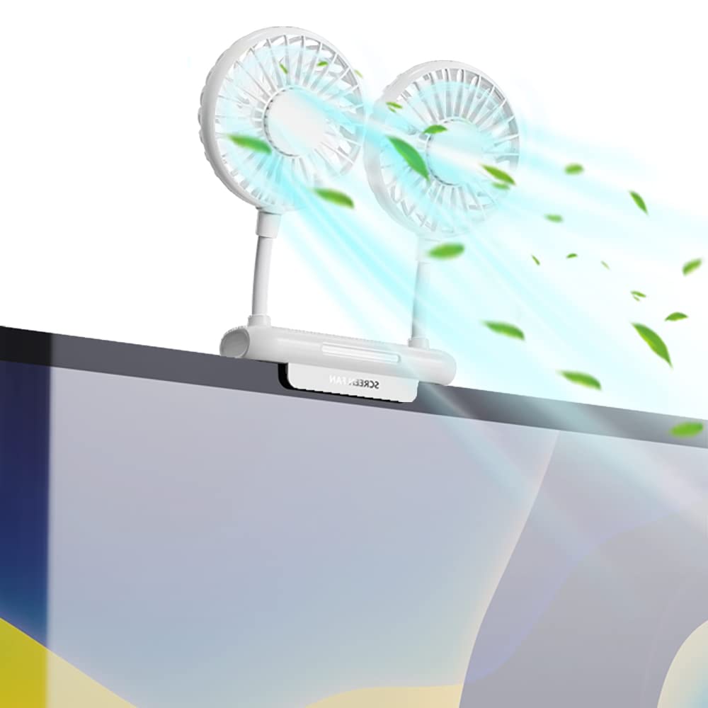 Thrrly Monitor Fan, Screen Fan With 2 Fans, 3 Speeds Desktop Table Cooling Fan With Sturdy Adjustable Clamp, Strong Wind Quiet S