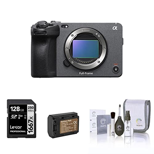 Sony Alpha FX3 Full Frame Cinema Line Camera Bundle, with 128GB SD Card, Extra Battery with USB C Charging Port, Care Cleaning Kit for Digital Video Full Frame Camera (4 Items)