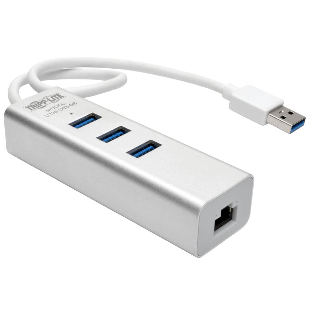 Tripp Lite Usb 3.0 Superspeed To Gigabit Ethernet Nic Network Adapter With 3 Port Usb 3.0 Hub (U336 U03 Gb),Black