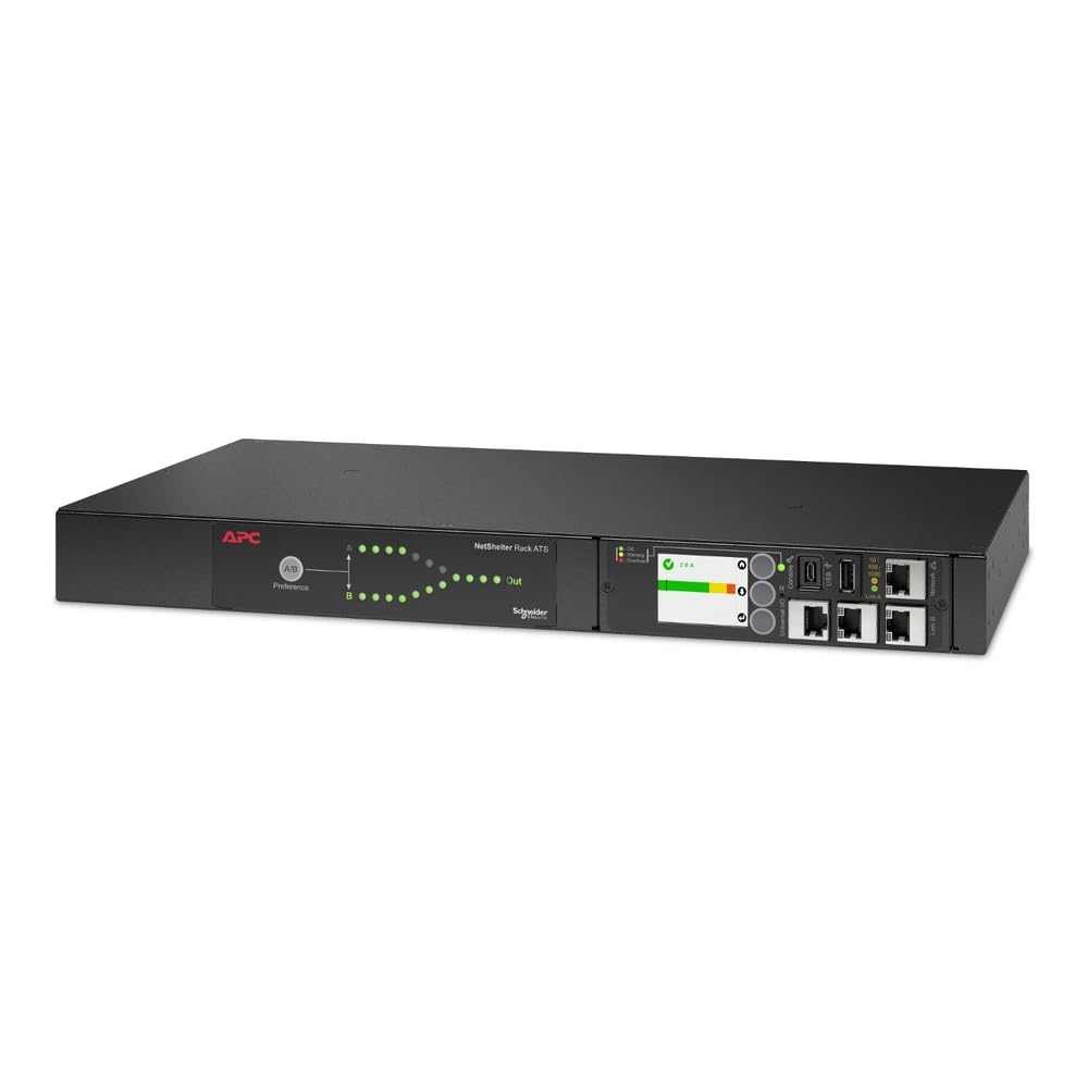 Apc Netshelter Rack Automatic Transfer Switch, 1U, 15A, 100/120V, 5-15 In, 10 5-