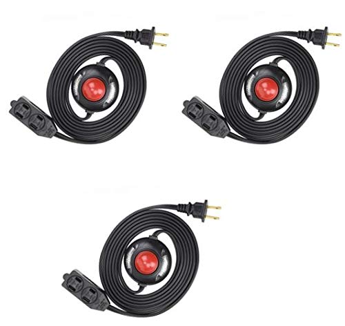 3 Outlet Extension Cord With Hand/Foot Switch And Light Indicator With Safety Twist Lock, 16/2, Black, Ul Listed (3 Pack)