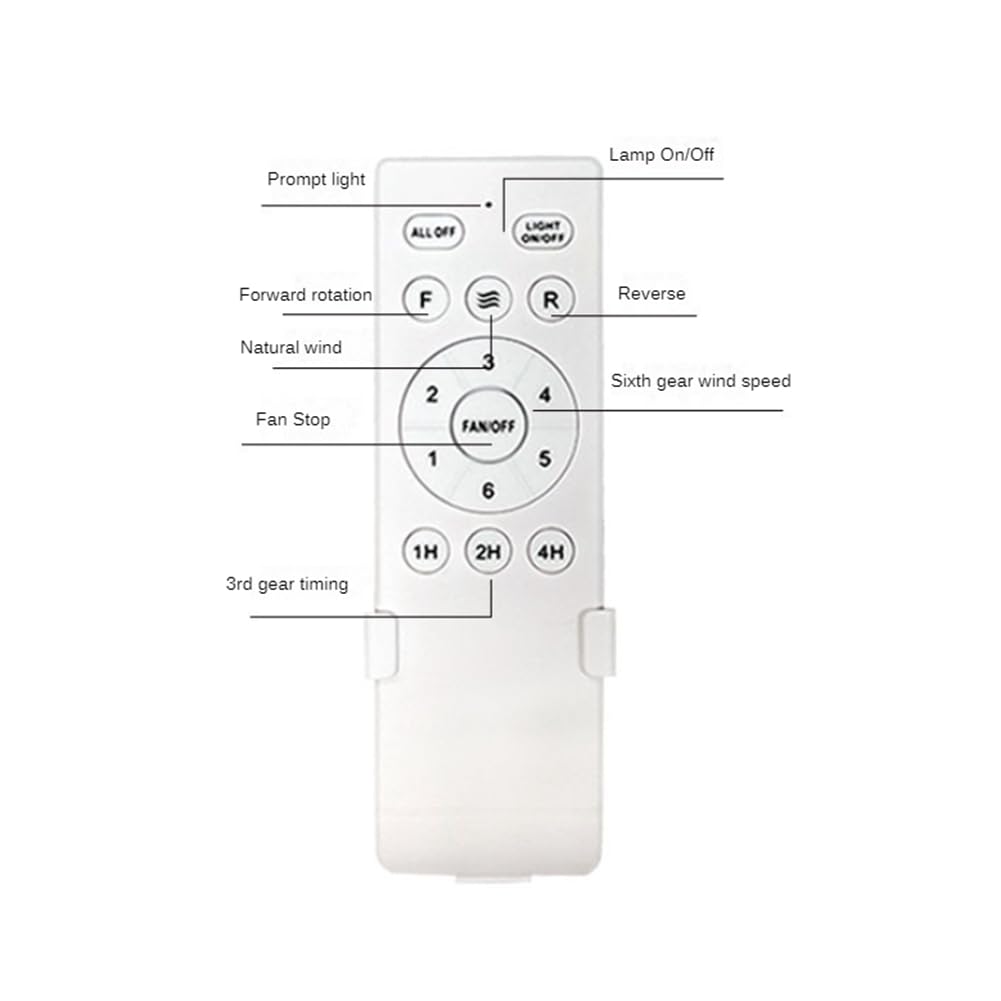 Universal Ceiling Fan Remote Control Kit Replacement, 6 Speed & Timing, Remote Replacement For Dc Ceiling Fan Light, Black & Whi