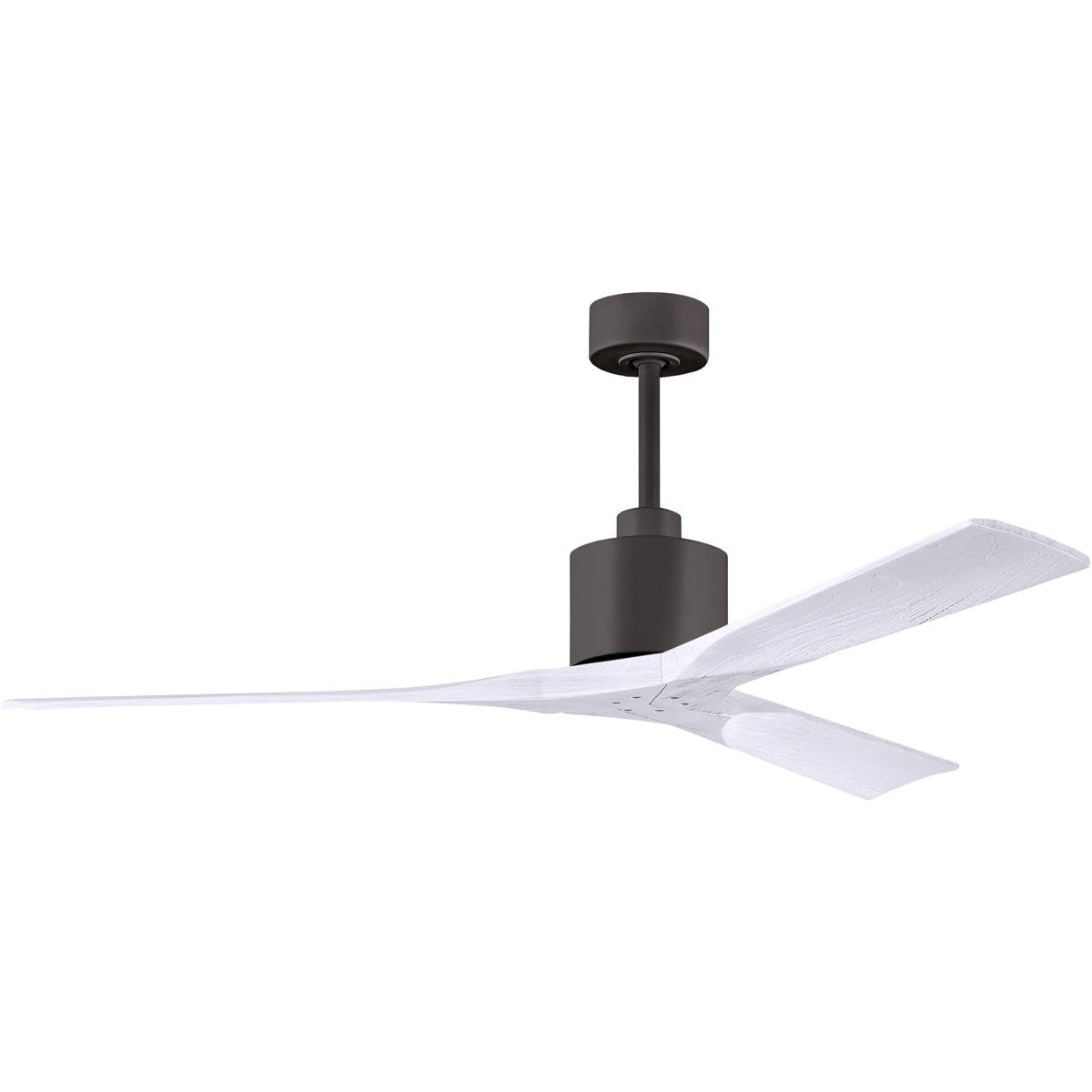 Matthews NK-TB-MWH-60 Nan 60 Indoor/Outdoor Damp Locations Ceiling Fan with Remote and Wall Control, 3 White Solid Wood Blades, 