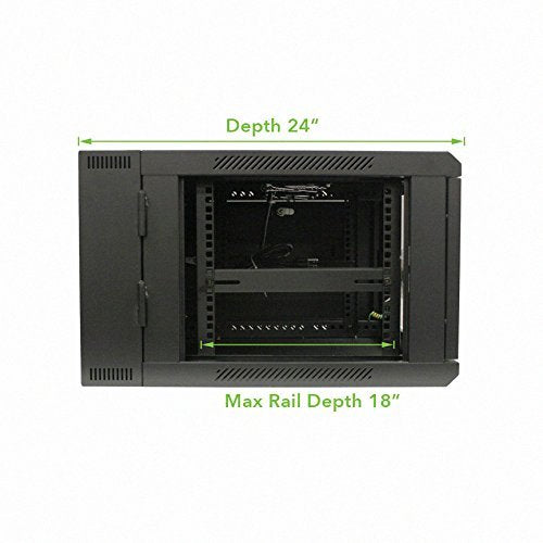 Navepoint 9U Server Cabinet With Hinged Back   23.6    Deep, 9U Server Rack Enclosure With Locking Glass Door, Wall Mount Rack W