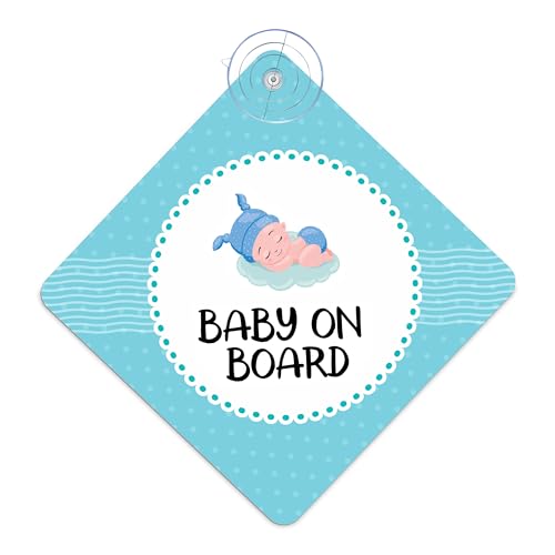 Baby On Board Car Window Safety Sign, Vehicle Decal With Suction Cup, True Flair