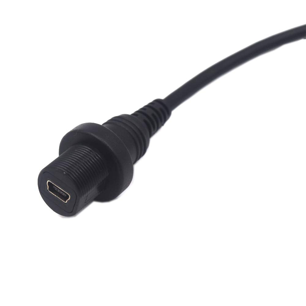 Kework 0.3 Meter Mini Usb Mount, 90 Degree Right Angle Mini Usb Male To Female Flush Panel Mount Extension Cable For Car Truck B