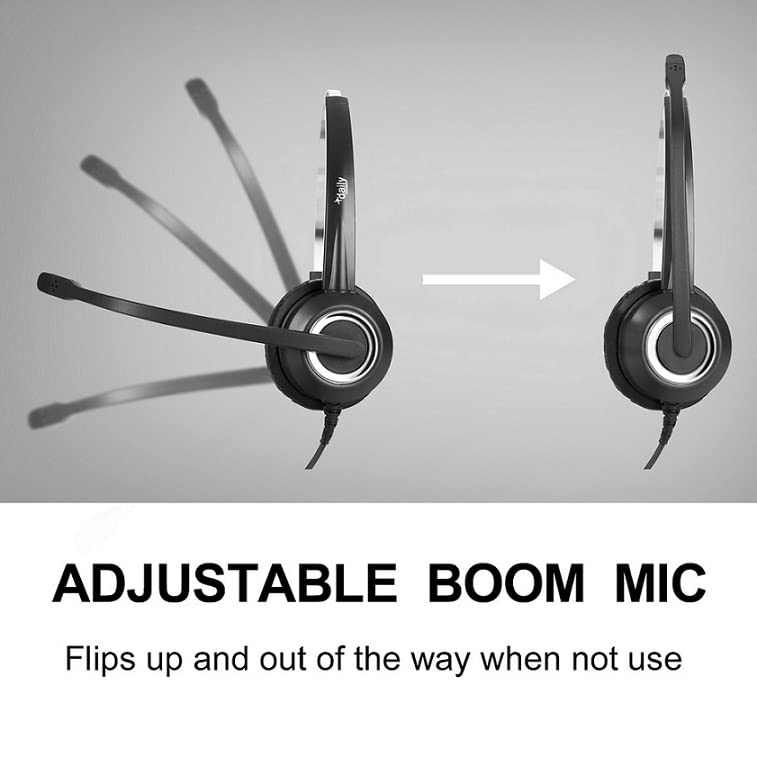 Rj9 Corded Office Headset Hd Voice For Mitel Nortel Meridian Nec Polycom Packet 8 Shoretel Xblue Ip Phones, Plus 3.5Mm Adapter (