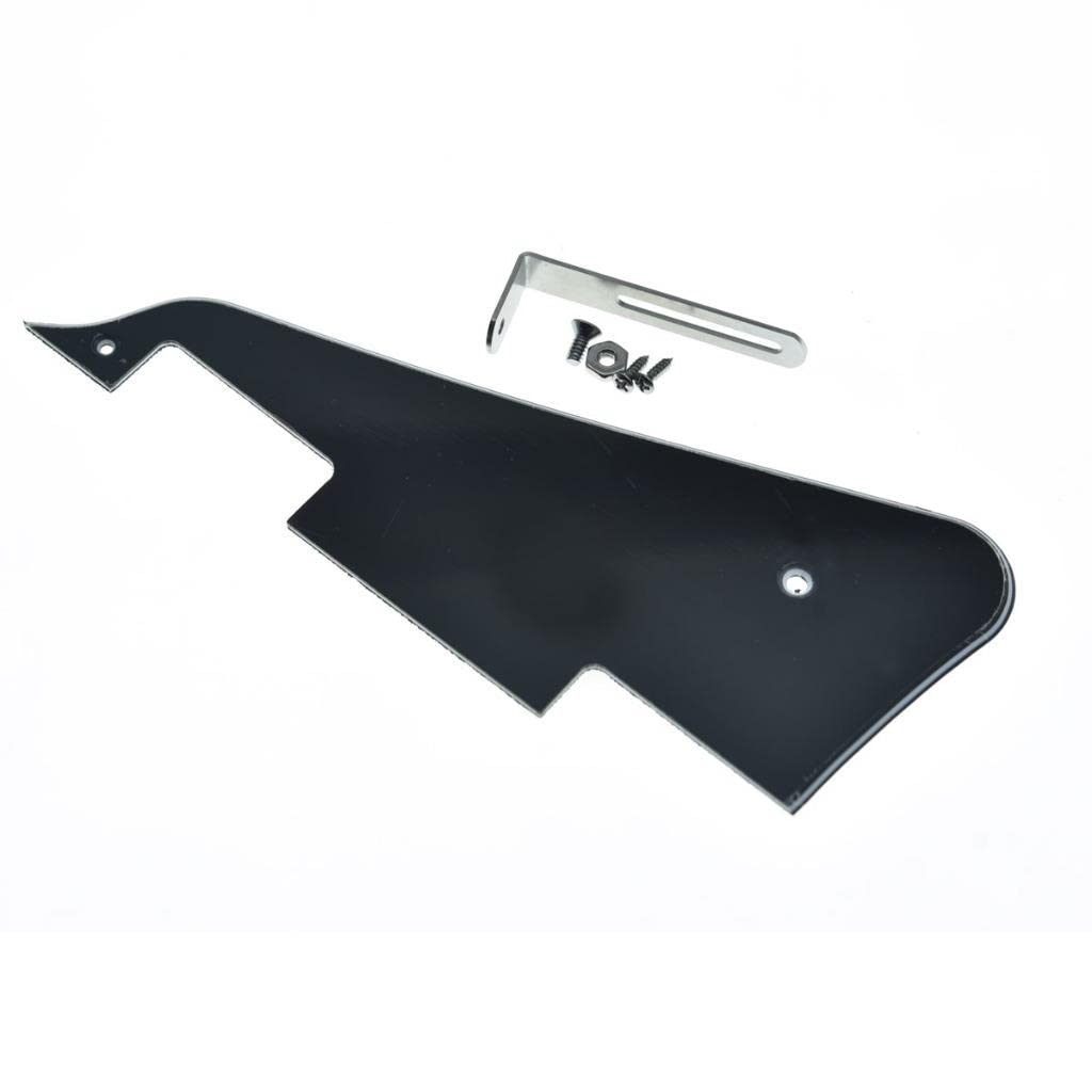 Dopro Lp Guitar Pickguard And Lp Stainless Steel Bracket With Chrome Steel Mounting Screws For Usa Les Paul Black 3Ply