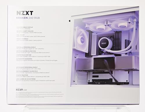 Nzxt Kraken 240 Rgb   Rl Kr240 W1 240Mm Aio Cpu Liquid Cooler   Customizable 1.54'' Square Lcd Display For Images, Performance M
