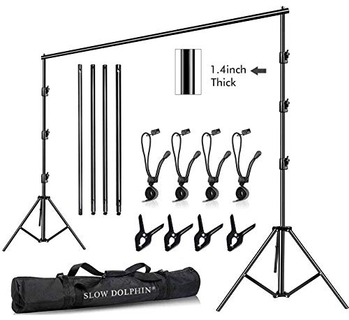 Slow Dolphin 10 X 10Ft Photo Video Studio Heavy Duty Adjustable Muslin Backdrop Stand Background Support System Kit For Photogra