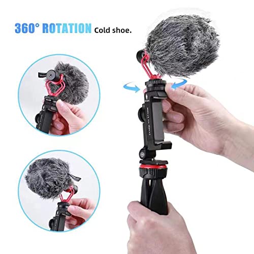 Arnarkok Metal Phone Tripod Mount W Rotatable Cold Shoe For Micphone Easy Use,Compatible With Iphone Tripod Adapter, Cell Phone