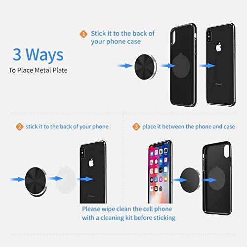 Cute Replacement Metal Plates Set 4 Pack For Magnetic Phone Holder. Kit Of 4 Mix Round Discs Without Holes For Car Mount, Phone