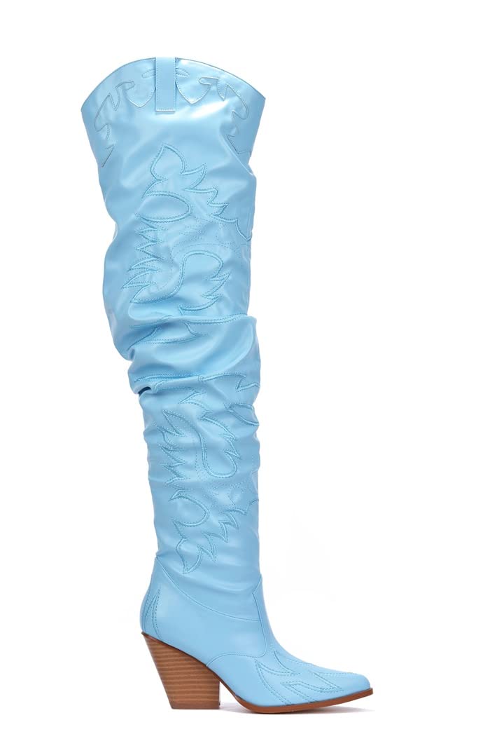 Cape Robbin Kelsey 30 Rock Star Western Pointed Slouchy Over Knee Thigh Boot Blue Sz:9