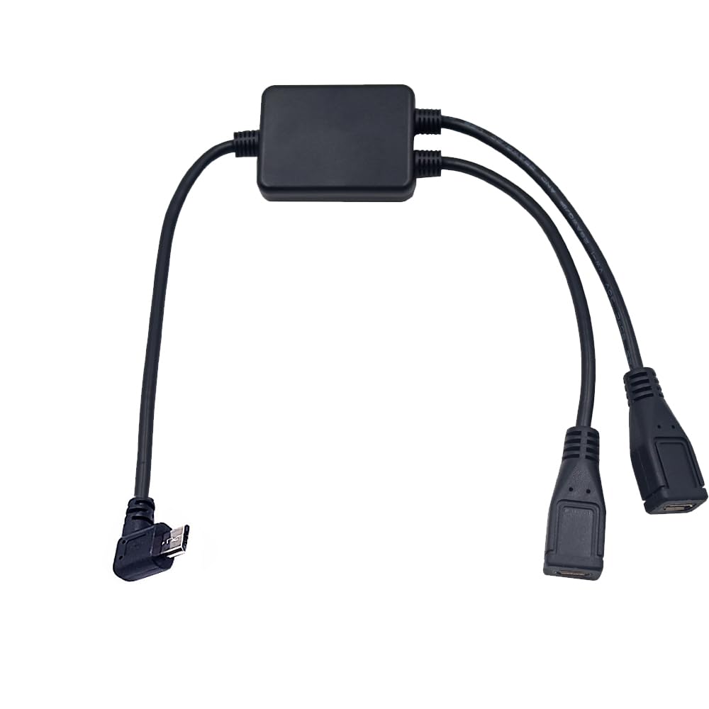 Kework Micro Usb 5 Pin Splitter, 30Cm Right Angle Micro Usb Splitter Cable, 2 Ports Micro Usb Hub 1 Male To 2 Female Extension S