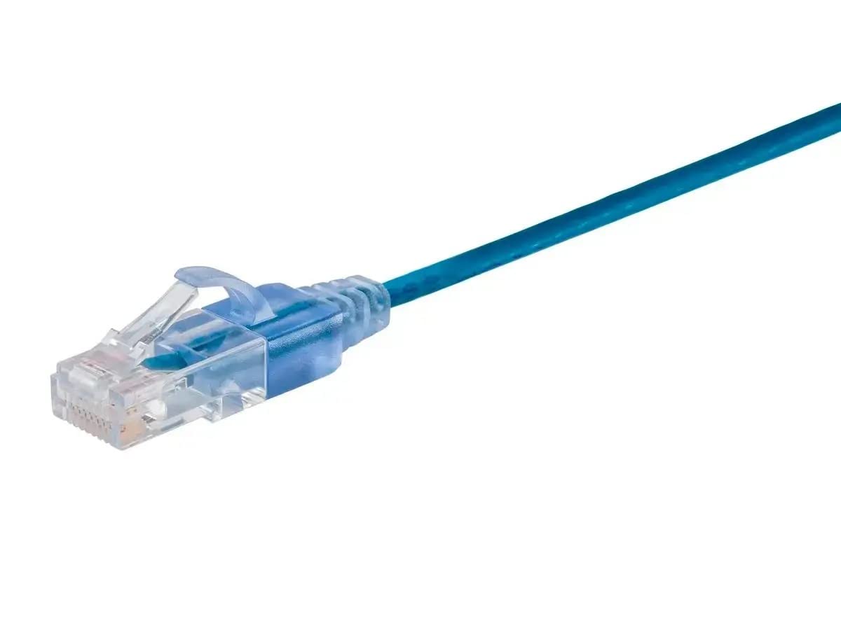 Monoprice Slimrun Cat6A Ethernet Patch Cable   Snagless Rj45 Stranded 550Mhz Utp Pure Bare Copper Wire 10G 30Awg 3Ft Blue 1 Pack