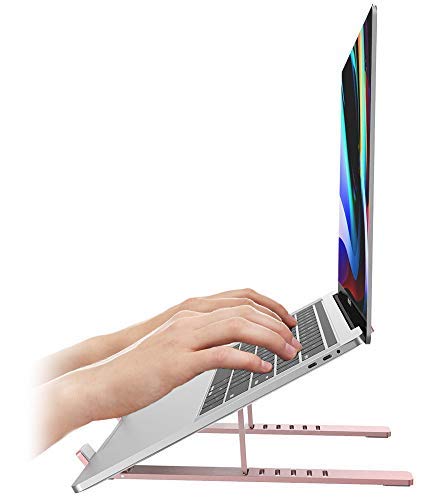 Aduro U Rise Steel Ergonomic Laptop Stand Adjustable Height Aluminum Monitor Stand Riser Compatible with 10 15.6' Laptop Rose Gold