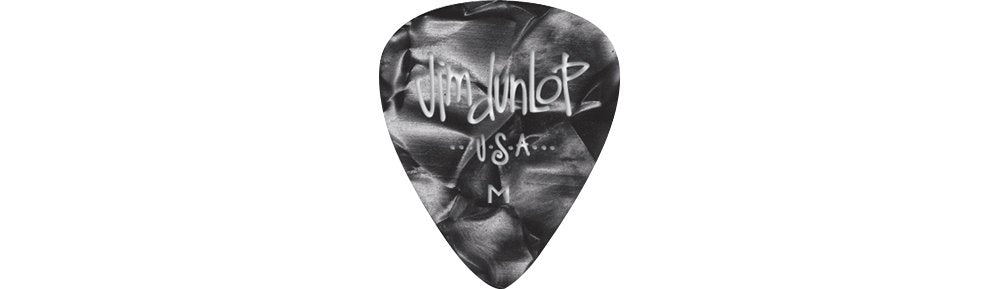 Jim Dunlop 483P02Th Genuine Celluloid, Black Pearloid, Thin, 12/Player'S Pack