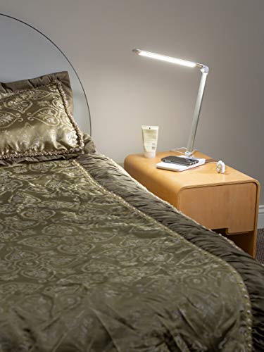 Safco Products 1009Sl, Pivoting Neck, Built In Wireless, Usb Port Vamp Led Lamp With Charging Pad, Silver, 16'' D X 5'' W X 16.7