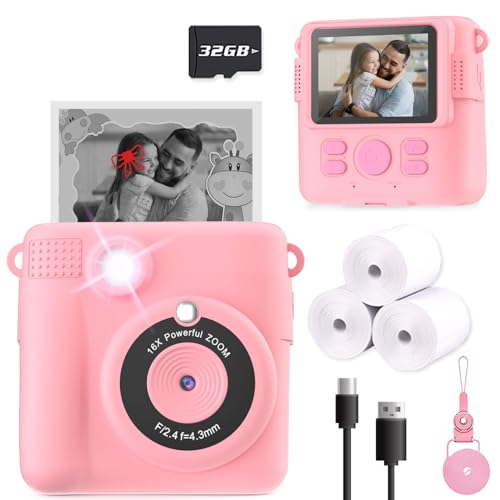Esoxoffore Instant Print Camera For Kids, Christmas Birthday Gifts Girls Boys Age 3 12, Hd Digital Video Cameras Toddler, Portab